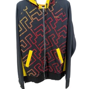 Primal Wear Men's Black Red Yellow Chain Graphic Full Zip Hoodie Jacket Size‎ L
